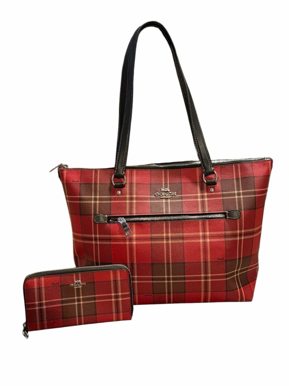 Coach Tartan Plaid Gallery Tote & Wallet